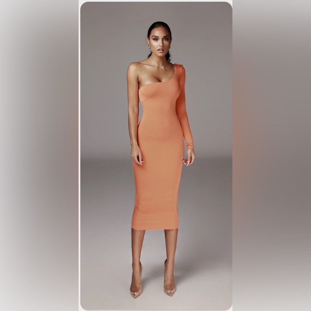 NWT JLUXLABEL Peach One Shoulder Bodycon Dress